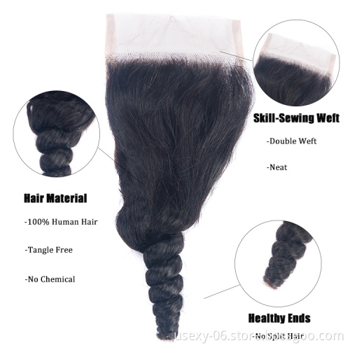 Usexy Top Quality 100% Human Hair Bundles Loose Wave Raw Malaysian Hair Bundles With Closure